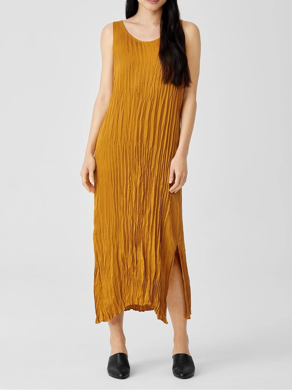 EILEEN FISHER Crushed Cupro Scoop Neck Dress